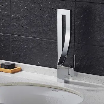 

Waterfall-style bathroom faucet, basin faucet. Hot and cold water faucet, ceramic valve spool.