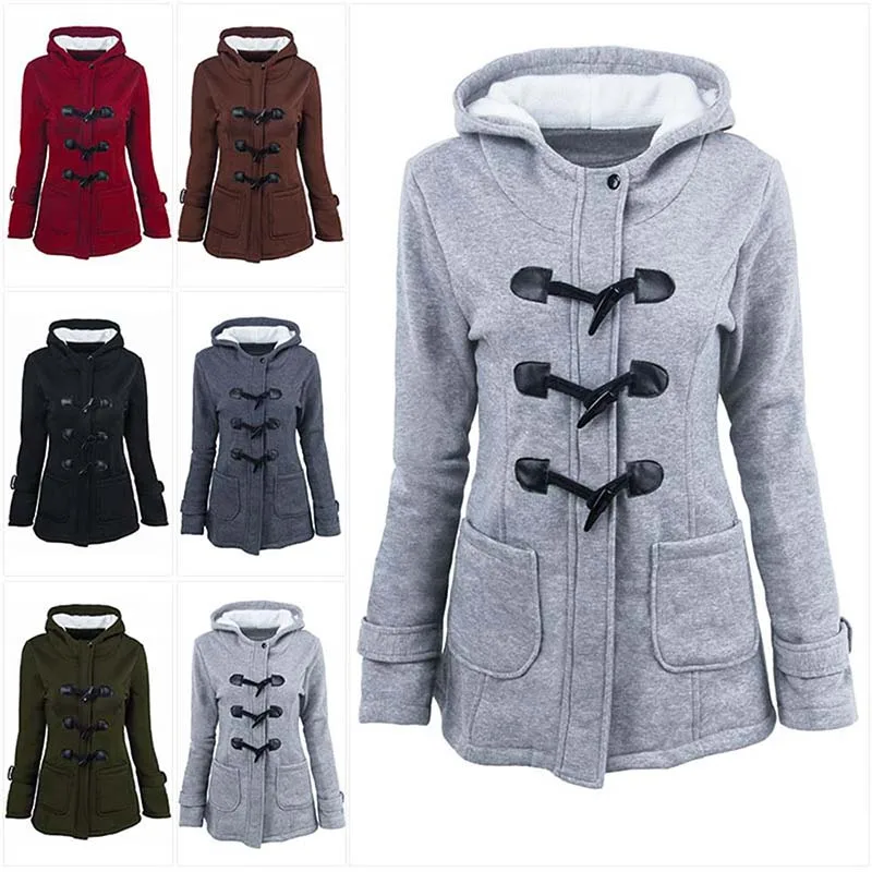 Coat Cotton Jacket Women 2019 New Women Autumn Winter Cotton Overcoat Horn Buckle Coat Female Hooded Winter Parka Plus Size 
Coat Cotton Jacket Women 2019 New Women Autumn Winter Cotton Overcoat Horn Buckle Coat Female Hooded Winter Parka Plus Size