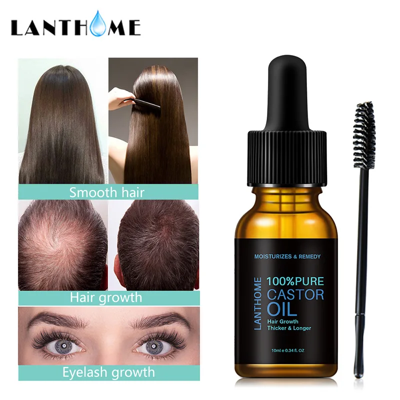 

LANTHOME Black Castor Oil Hair Growth Essential Oil Castor Organic Eyelash Growth Eyebrow Enhancer Serum Lash Lift Hair Care