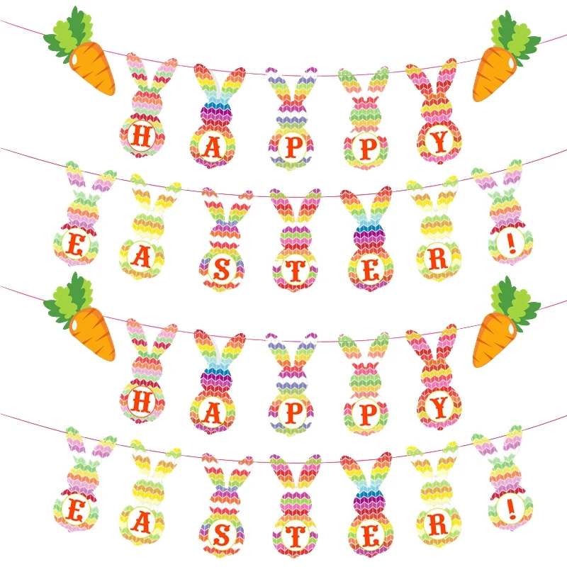 Фото Счастливый Пасхальный бумага баннеры яркие и изображением кролика Банни Овсянка