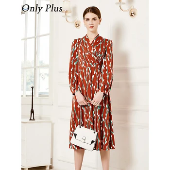 Only Plus Women Spring Chiffon Dress Printed Long Sleeve Elegant Party Long Warp Dress Vacation Felame Slim Vestido 2020 
Only Plus Women Spring Chiffon Dress Printed Long Sleeve Elegant Party Long Warp Dress Vacation Felame Slim Vestido 2020
