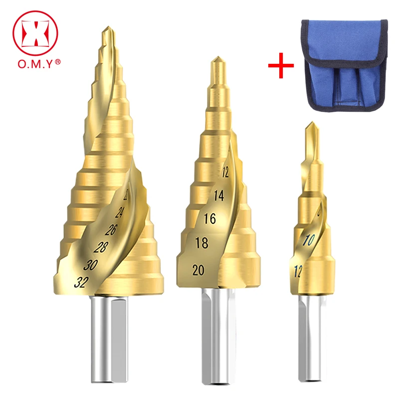 Hss Titanium Spiral Grooved Step Drill Bits 4-12/4-20/4-32mm Step Cone Cutting Tools Steel Woodworking Metal Drill
Hss Titanium Spiral Grooved Step Drill Bits 4-12/4-20/4-32mm Step Cone Cutting Tools Steel Woodworking Metal Drill