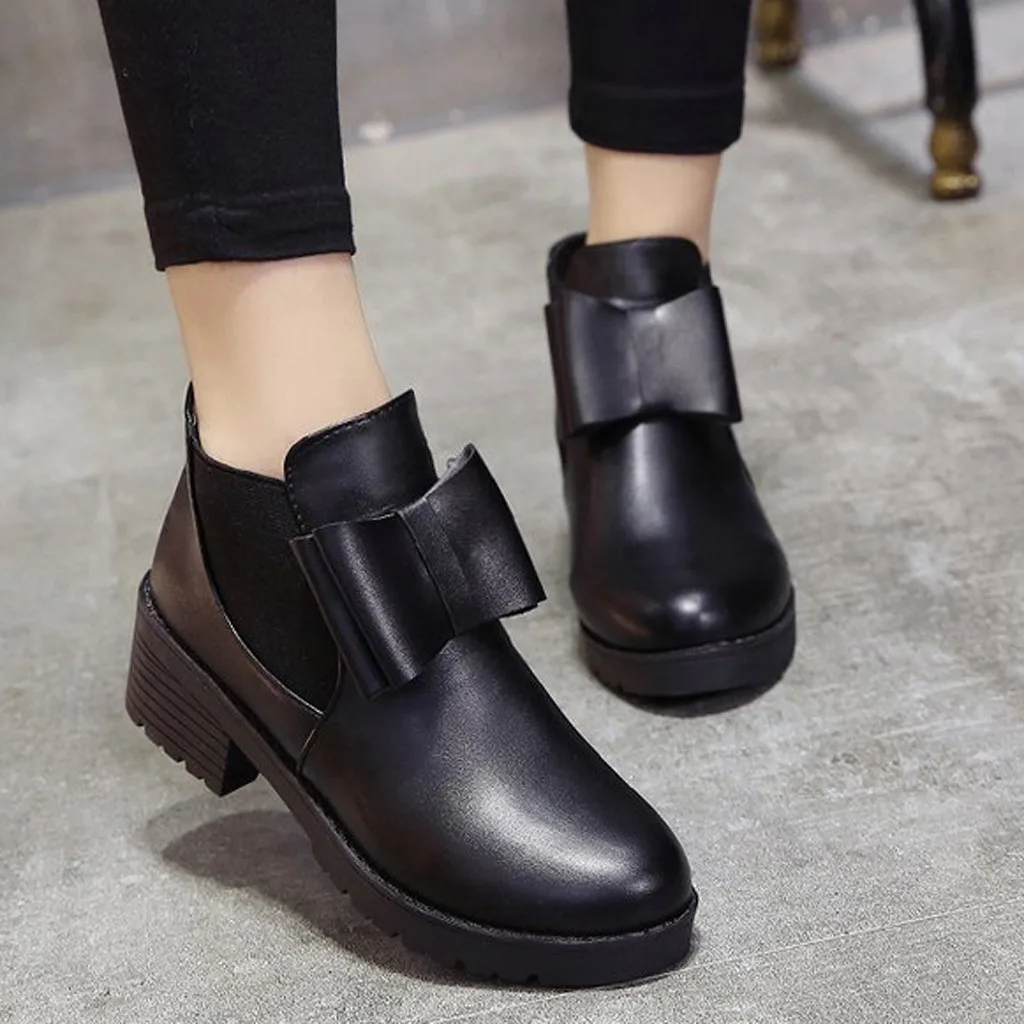 Women's Fashion Round Toe Solid Butterfly-knot Low Heels Short Winter Boots Women shoes woman zapatos de mujer Dropshipping
Women's Fashion Round Toe Solid Butterfly-knot Low Heels Short Winter Boots Women shoes woman zapatos de mujer Dropshipping