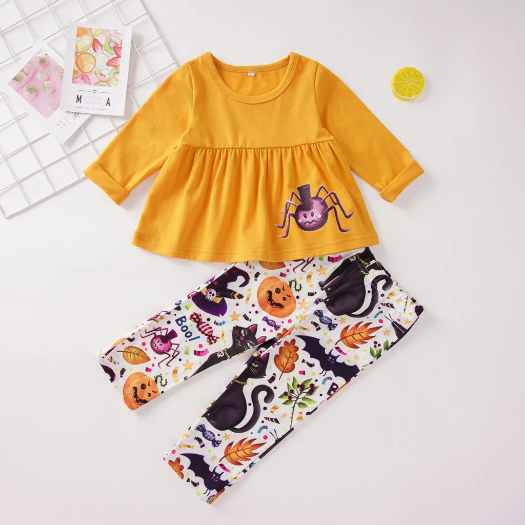2019 Halloween Fashion Baby Girls Cartoon Spider Print Tops +Pants Outfits Newbron Infant Toddler Kids Sets
2019 Halloween Fashion Baby Girls Cartoon Spider Print Tops +Pants Outfits Newbron Infant Toddler Kids Sets