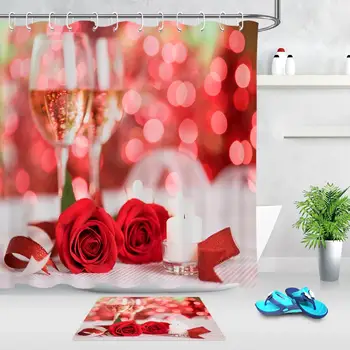 Valentine's Day Shower Curtain Bathroom Waterproof Polyester Shower Curtain Champagne Red Rose Love Heart Curtains for Bathroom
Valentine's Day Shower Curtain Bathroom Waterproof Polyester Shower Curtain Champagne Red Rose Love Heart Curtains for Bathroom