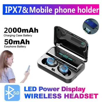 Wireless Earphone Bluetooth V5.0 F9 TWS Wireless Bluetooth LED Display With 2000mAh Power Bank Headset With Microphone
Wireless Earphone Bluetooth V5.0 F9 TWS Wireless Bluetooth LED Display With 2000mAh Power Bank Headset With Microphone