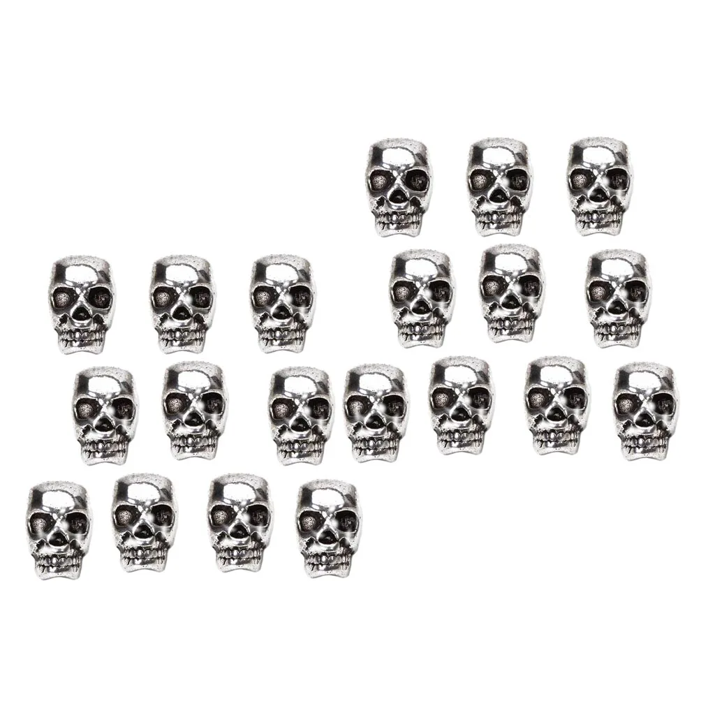 20pcs Tibetan silver color Skull Charm Spacer Beads For Bracelet Jewelry Making