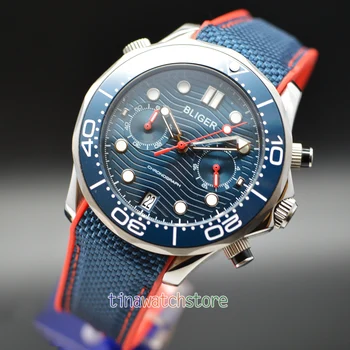 41mm Bliger blue Dial sapphire glass ceramic bezel Chronograph Quartz men's Watch
41mm Bliger blue Dial sapphire glass ceramic bezel Chronograph Quartz men's Watch