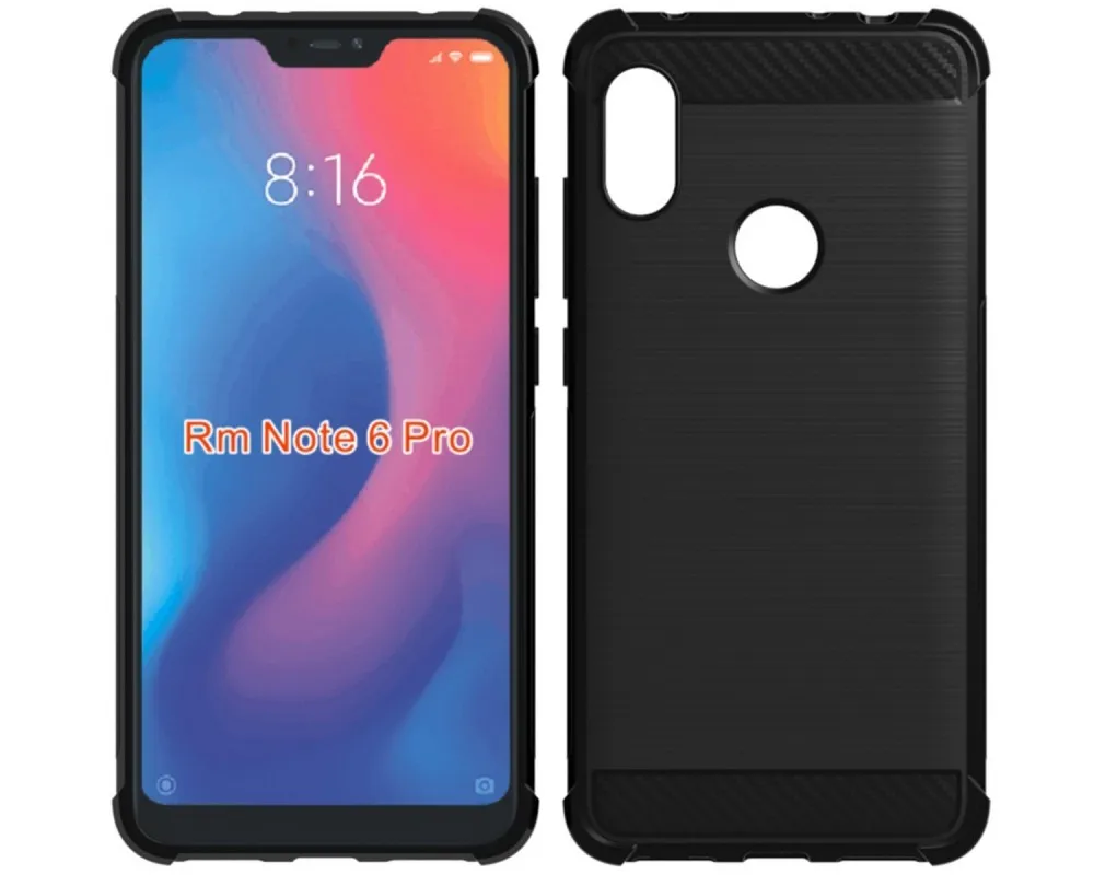 Противоударный углеродный черный гелевый Чехол из ТПУ для Xiaomi Redmi Note 6 Pro |
