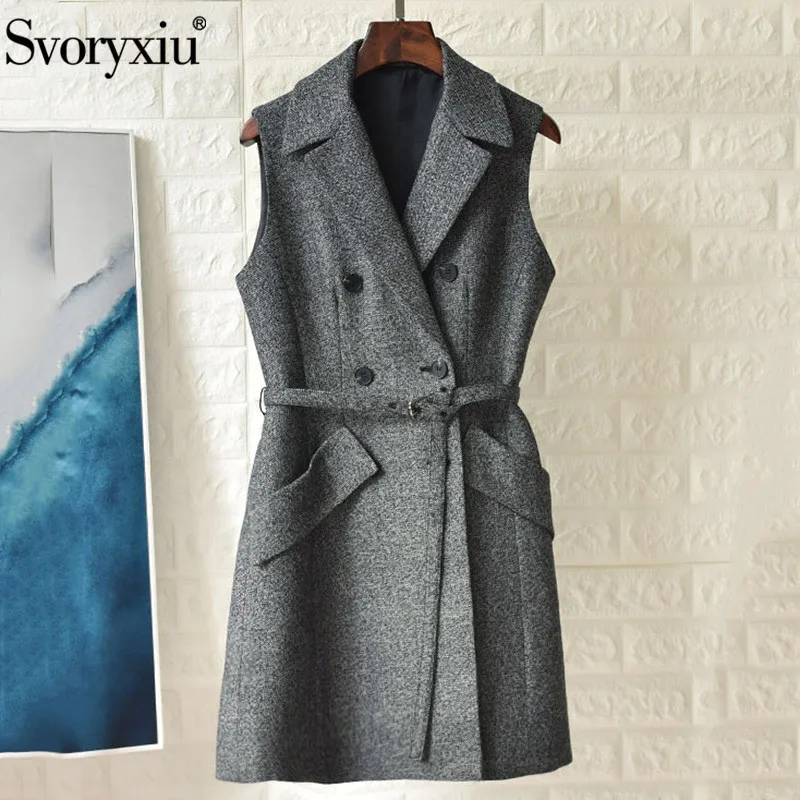 Svoryxiu Autumn Winter Runway Wool Blend Tank Dress Women's Fashion Double-Breasted Belt Vintage Party Min Dresses Vestdios
Svoryxiu Autumn Winter Runway Wool Blend Tank Dress Women's Fashion Double-Breasted Belt Vintage Party Min Dresses Vestdios