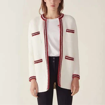Women Cardigan Long Slim Fit Striped Knitted Sweater Coat Contrast Color Top Long Sleeve Pockets Outwear Autumn Winter Knitwear
Women Cardigan Long Slim Fit Striped Knitted Sweater Coat Contrast Color Top Long Sleeve Pockets Outwear Autumn Winter Knitwear