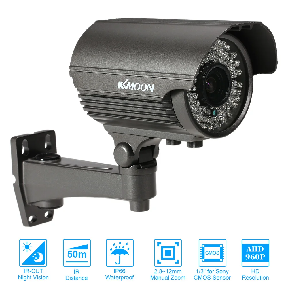 

KKmoon 960P AHD Bullet CCTV Analog Camera CMOS 1.3MP IR-CUT 72 IR LEDS Night Vision Weatherproof Indoor Outdoor Security