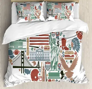 Map Duvet Cover Set Traditional in The Form of United States of America Map Travel Landmarks Flag Decorative 3 Piece Bedding Set
Map Duvet Cover Set Traditional in The Form of United States of America Map Travel Landmarks Flag Decorative 3 Piece Bedding Set