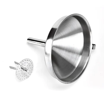 New Strainer Filter Funnel Kitchen Household Oil Pouring Filter Funnel Stainless Steel Funnel Removable Filter Kitchenware
New Strainer Filter Funnel Kitchen Household Oil Pouring Filter Funnel Stainless Steel Funnel Removable Filter Kitchenware