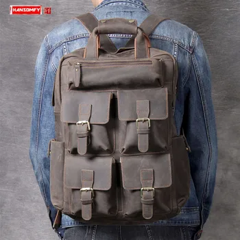 Men Backpack Retro Leather Laptop Backpack Male Schoolbag Travel Bag 2020 Large Capacity First Layer Cowhide Crazy Horse Leather
Men Backpack Retro Leather Laptop Backpack Male Schoolbag Travel Bag 2020 Large Capacity First Layer Cowhide Crazy Horse Leather