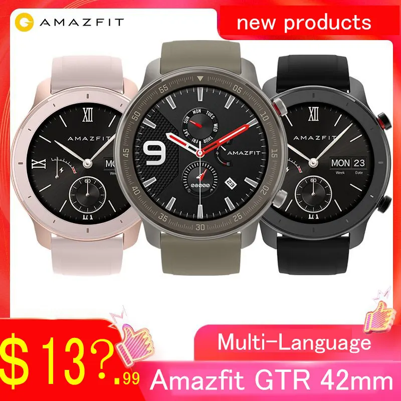 

Global Version Amazfit GTR 42mm 47mm Huami Smart Watch 5ATM Waterproof 24 Days Battery GPS Music Control Support For Android IOS