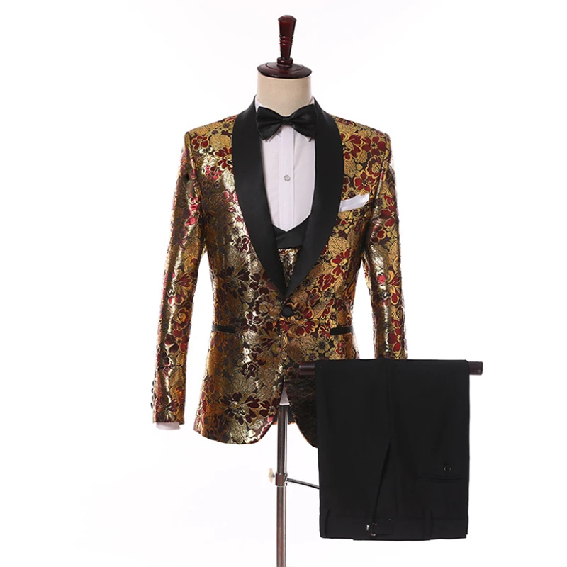 Men Suits 2020 New Golden Boutique Fashion print Host Singer stage Costume Men Suits 3 pcs Mariage Homme Wedding Tuxedo Suit
Men Suits 2020 New Golden Boutique Fashion print Host Singer stage Costume Men Suits 3 pcs Mariage Homme Wedding Tuxedo Suit