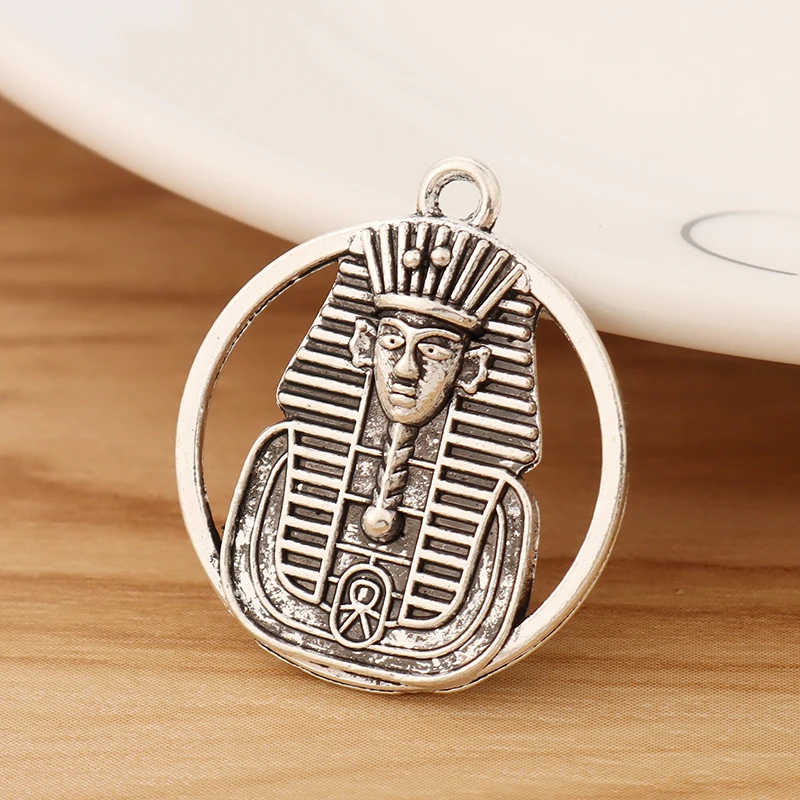 

20 Pieces Tibetan Silver 2 Sided Egypt Egyptian Pharaoh King Charms Pendants for DIY Necklace Jewellery Making Findings 26x23mm