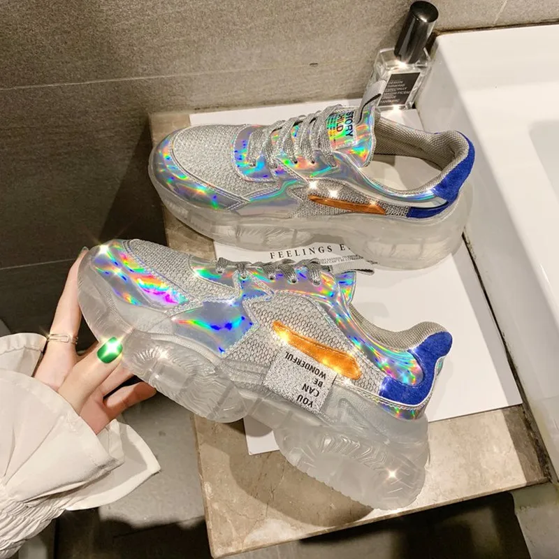 Women Chunky Sneakers Mesh Transparent Crystal Sneakers Silver Gold Casual Lace-up Harajuku Casual Platform Ladies Shoes A365w
Women Chunky Sneakers Mesh Transparent Crystal Sneakers Silver Gold Casual Lace-up Harajuku Casual Platform Ladies Shoes A365w