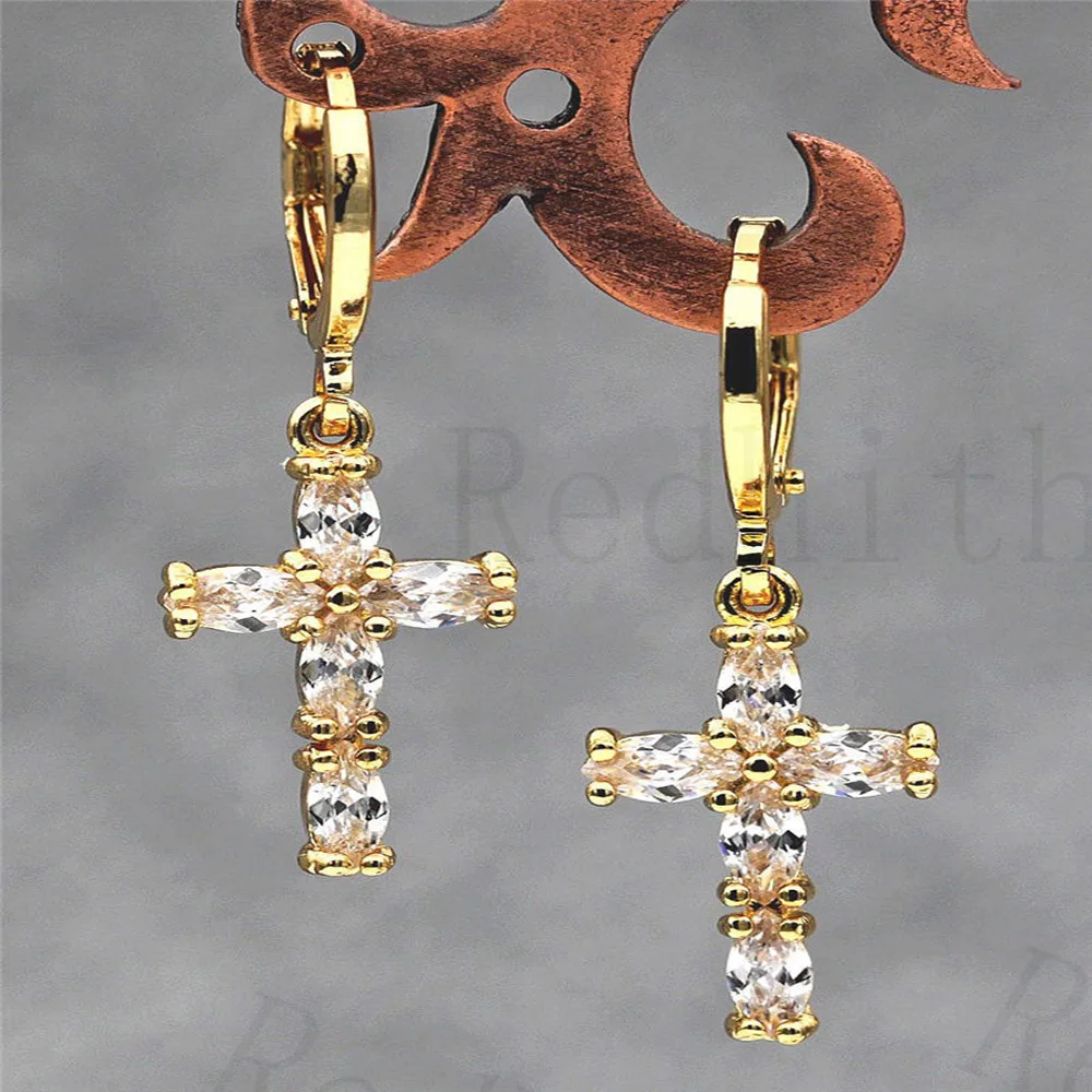 New Cross Drop Earrings for Women Gold Color Drop Earring with Zircon Luxury Statement Jewelry for Party Wedding Anniversary
New Cross Drop Earrings for Women Gold Color Drop Earring with Zircon Luxury Statement Jewelry for Party Wedding Anniversary