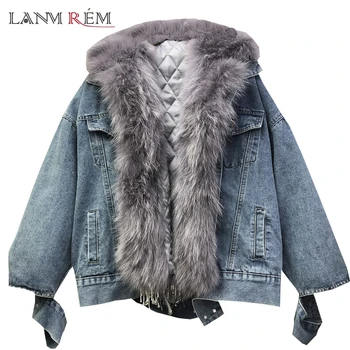 LANMREM 2020 Winter New Real Fur Collar Warm Multi-pockets Single-breasted Tassel Diamonds Thickened Blue Denim Overoat 2A2114
LANMREM 2020 Winter New Real Fur Collar Warm Multi-pockets Single-breasted Tassel Diamonds Thickened Blue Denim Overoat 2A2114