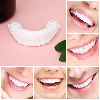 1pair Silicone Fake Teeth Upper False Fake Tooth Cover Snap On Immediate Smile Cosmetic Denture Care Oral Care Plastic Whitening
1pair Silicone Fake Teeth Upper False Fake Tooth Cover Snap On Immediate Smile Cosmetic Denture Care Oral Care Plastic Whitening
