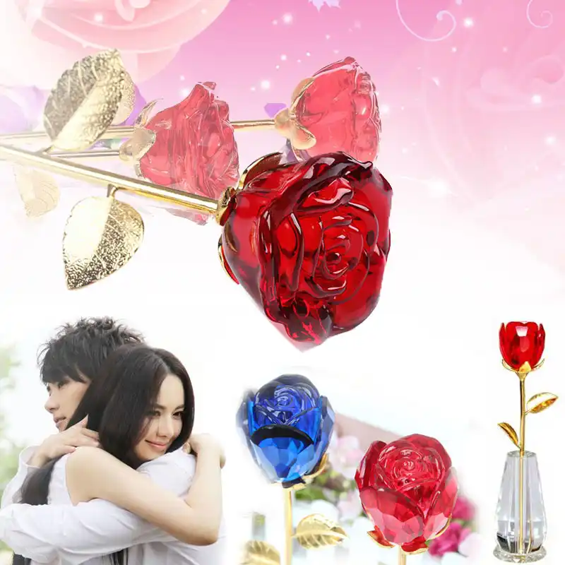 crystal rose home decor ornament vase valentines day gift