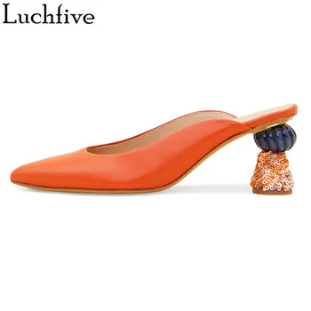 Fashion Pointy Toe Slippes Woman Sequins Block Heel Party Shoes Runway Slip On Slides Summer Orange Shoes Woman
Fashion Pointy Toe Slippes Woman Sequins Block Heel Party Shoes Runway Slip On Slides Summer Orange Shoes Woman