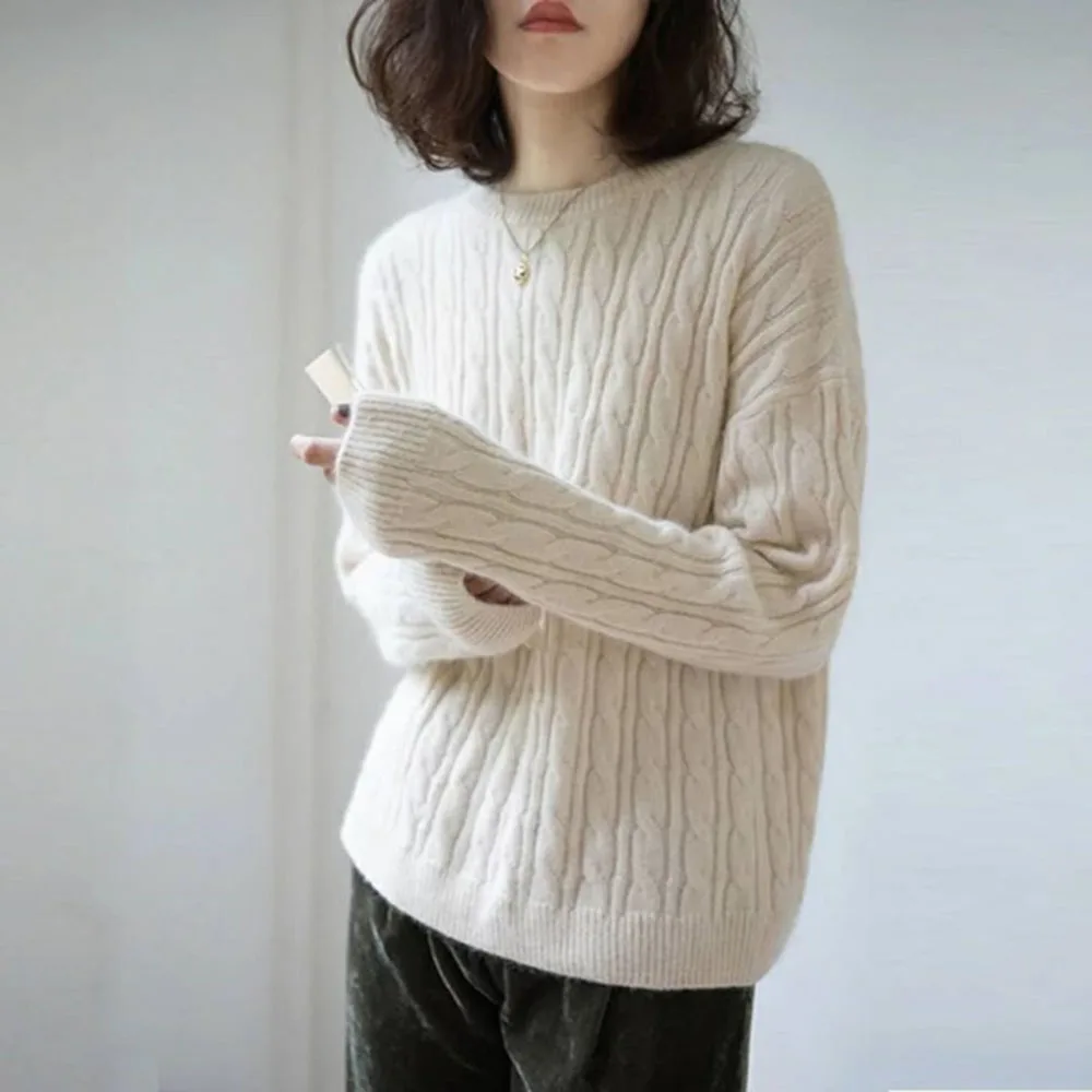 2020 Autumn Winter Woolen Sweater Solid Thick Round Neck Twist Sweater Women Wool Twist Loose Knit Bottoming Shirt Tide
2020 Autumn Winter Woolen Sweater Solid Thick Round Neck Twist Sweater Women Wool Twist Loose Knit Bottoming Shirt Tide