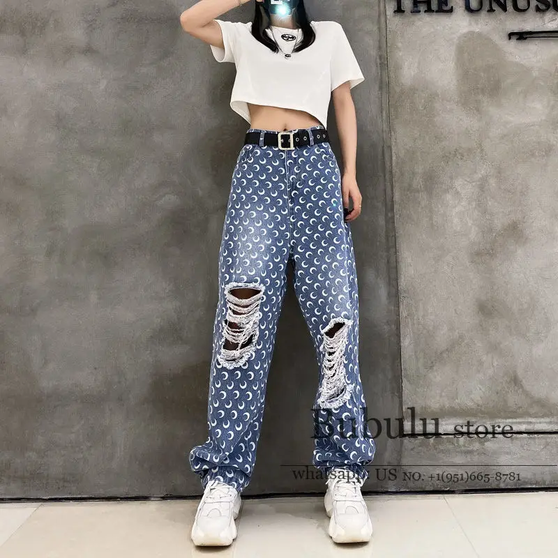 High Waist Wide Leg Jeans Women's 2020 Autumn blue Denim cut out Crescent printing Straight oversized Loose jens High Street
High Waist Wide Leg Jeans Women's 2020 Autumn blue Denim cut out Crescent printing Straight oversized Loose jens High Street