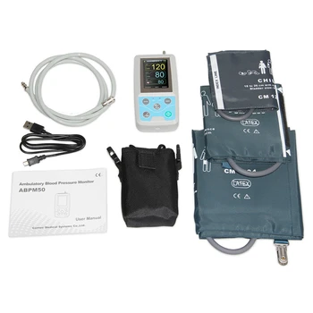 NIBP Monitor 24hour Ambulatory Blood Pressure Monitor Holter Abpm50+3 Pcs Cuffs,PC Software,Child+Adult+Large Adult Cuffs,FDA CE