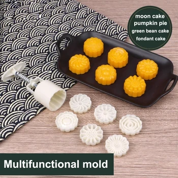 

1SET baking Mid-autumn moon cake mold Plastic cake mold fondant mung bean cake pumpkin cake hand pressing pastry embossing mold