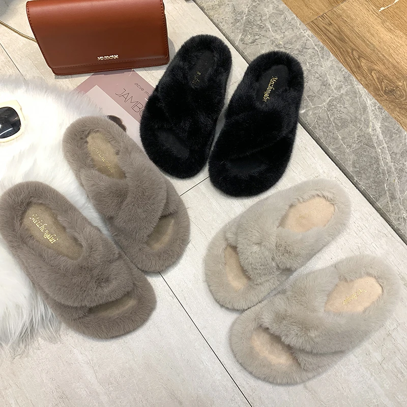 Cross Band creepers winter fur slides thicken plush mink shoes woman warm flat sandals femme home furry open toe slippers mules
Cross Band creepers winter fur slides thicken plush mink shoes woman warm flat sandals femme home furry open toe slippers mules