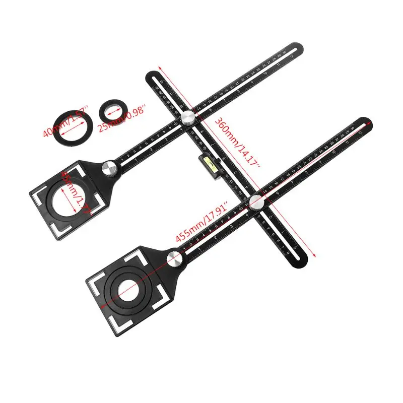 

Aluminum Alloy Multi Angle Measuring Six-Fold Ruler Positional Locator Universal Trepanning Lineation Tile Glass Punching Tool