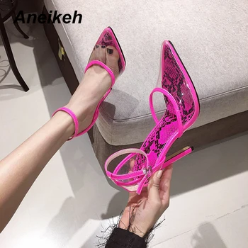Aneikeh Summer Sexy Pointed Toe PVC Leopard Print Transparent Women Sandals High Heels Ankle Strap Buckle Elegant Pumps Size 41
Aneikeh Summer Sexy Pointed Toe PVC Leopard Print Transparent Women Sandals High Heels Ankle Strap Buckle Elegant Pumps Size 41