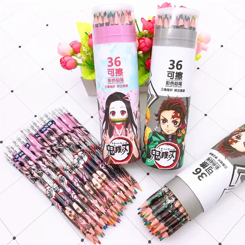 36 Color Erasable Colored Pencils Anime Ghost Extinguishing Blade Student Painting Cartoon Triangle Penholder with Eraser Pencil
36 Color Erasable Colored Pencils Anime Ghost Extinguishing Blade Student Painting Cartoon Triangle Penholder with Eraser Pencil