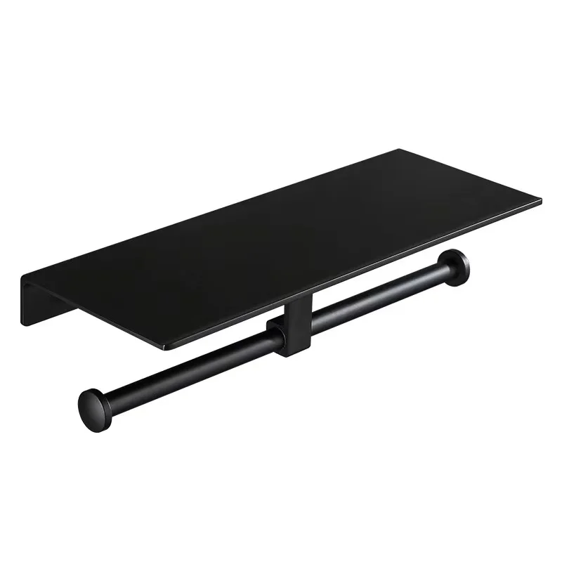 Black paint non perforated storage rack wall mounted bathroom accessories mobile phone rack toilet double paper rack aluminum
Black paint non perforated storage rack wall mounted bathroom accessories mobile phone rack toilet double paper rack aluminum
