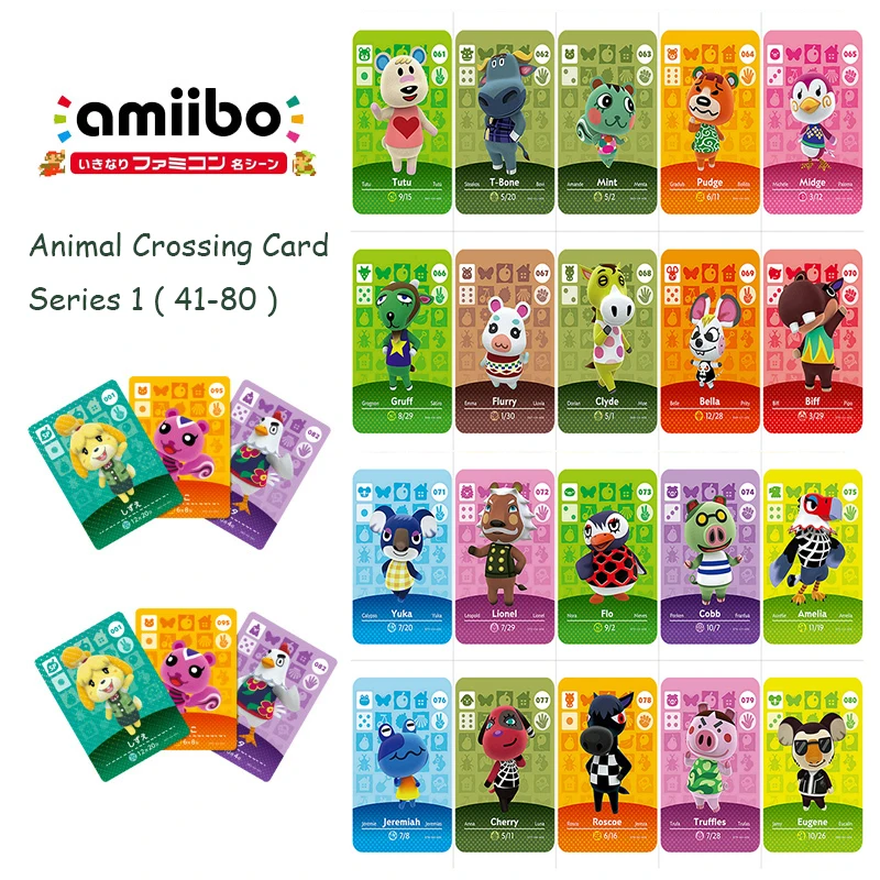 Animal Crossing Card Series 1 (41-80) Amiibo Card Work for 3DS NS Switch New Horizons Amiibo Card Game Animal Crossing Sticker
Animal Crossing Card Series 1 (41-80) Amiibo Card Work for 3DS NS Switch New Horizons Amiibo Card Game Animal Crossing Sticker