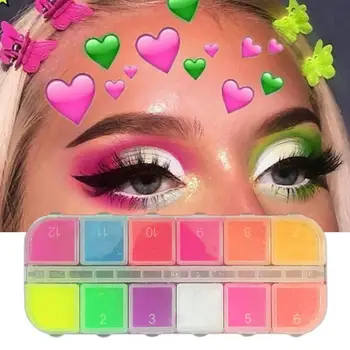 12Gird/Box Lasting Fluorescent Matte Eyeshadow Neon Pigment Powder Halloween Decoration Eyeshadow Palette
12Gird/Box Lasting Fluorescent Matte Eyeshadow Neon Pigment Powder Halloween Decoration Eyeshadow Palette