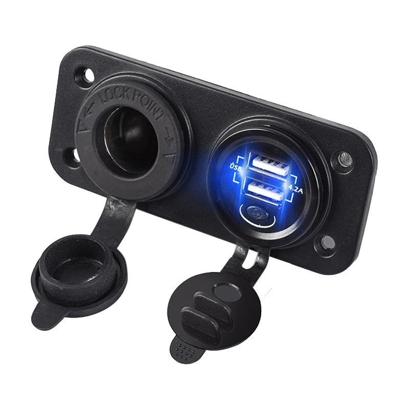 Dual USB Socket Panel 12-24V Cigarette Lighter Socket Splitter Independent Switch Mobile Phones Charger for Car Boat Marine
Dual USB Socket Panel 12-24V Cigarette Lighter Socket Splitter Independent Switch Mobile Phones Charger for Car Boat Marine