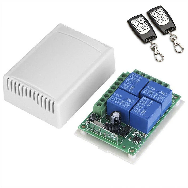 4 Channel 433Mhz Key Wireless Receiver Relay Switch Remote Control Kits for Garage Door Remote Receiver Module DC12V
4 Channel 433Mhz Key Wireless Receiver Relay Switch Remote Control Kits for Garage Door Remote Receiver Module DC12V