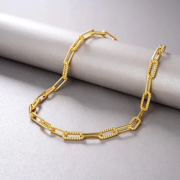 European and American new fashion modern retro environmental protection copper pure chain twisted chain combination Necklace 
European and American new fashion modern retro environmental protection copper pure chain twisted chain combination Necklace