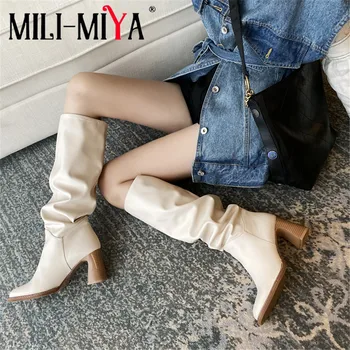 MILI-MIYA Brand Large Size Hot Sale Knee High Boots Fashion Square Toe High Heels Ladies Winter Solid Color Women Long Boots 
MILI-MIYA Brand Large Size Hot Sale Knee High Boots Fashion Square Toe High Heels Ladies Winter Solid Color Women Long Boots