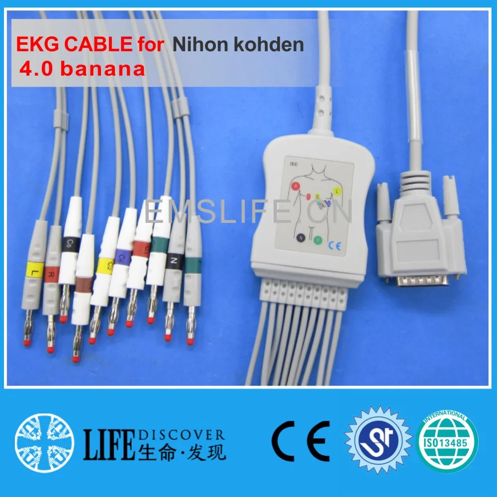 Цельный EKG кабель с 10 проводами для nihon kohden ECG 9620 9010 9020 без сопротивления|cable for|cable