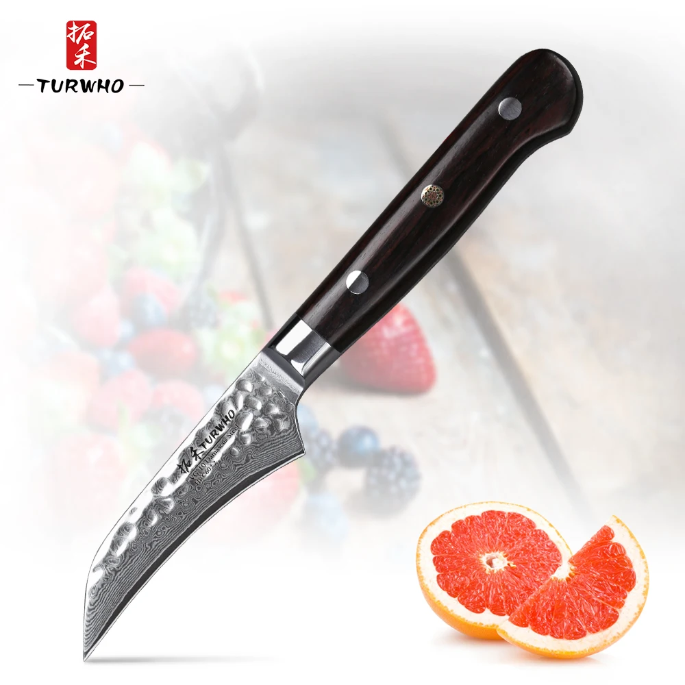 TURWHO 3.5" PRO Fruit Knife Damascus Steel Kitchen Knives Tools Japanese VG10 Core Razor Sharp Blade with Ebony Handle
TURWHO 3.5" PRO Fruit Knife Damascus Steel Kitchen Knives Tools Japanese VG10 Core Razor Sharp Blade with Ebony Handle