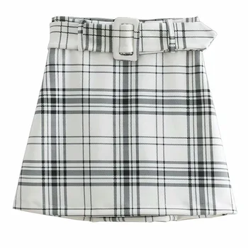 Ladies White Buckle Belted Plaid Skirt Korean Style Women Preppy High Waist Skirt Stretchy Spring Summer Mini Skirt
Ladies White Buckle Belted Plaid Skirt Korean Style Women Preppy High Waist Skirt Stretchy Spring Summer Mini Skirt