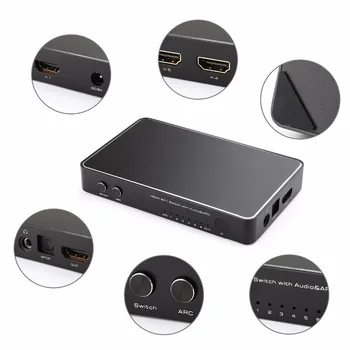 4Kx2K 6X1 HDMI Switch with Optical Spdif Toslink ARC Stereo Audio for PS4/ Xbox/Blu-Ray DVD/Roku TV
4Kx2K 6X1 HDMI Switch with Optical Spdif Toslink ARC Stereo Audio for PS4/ Xbox/Blu-Ray DVD/Roku TV