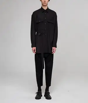 New tide brand men's shirt in the long section slim Slim belt shirt autumn and winter models men retro shirt
New tide brand men's shirt in the long section slim Slim belt shirt autumn and winter models men retro shirt