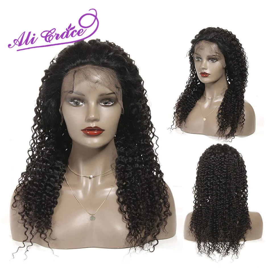 Али Grace перуанские кудрявые передние парики 100% человеческие волосы Remy с детскими