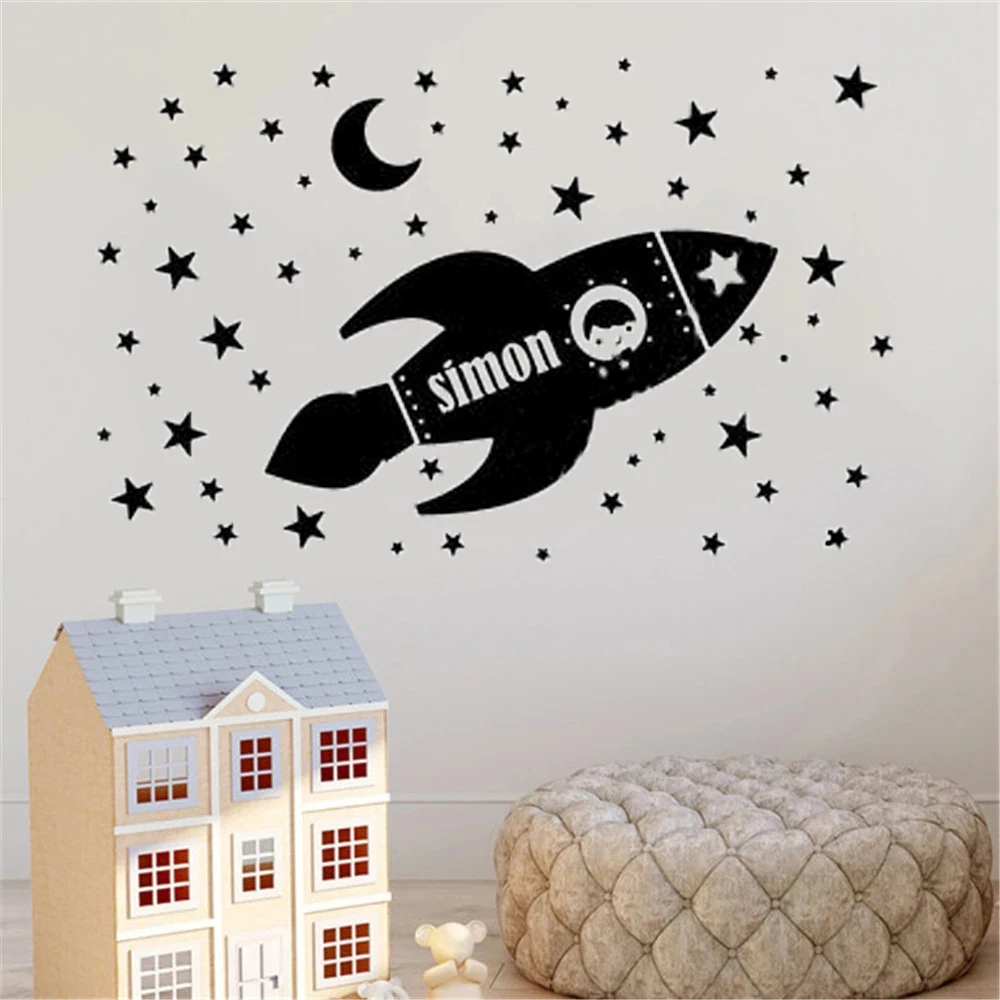 Moon Stars Rocket Wall Decals For Kids Bedroom Stickers Vinyl Personality Custom Name Murals Livingroom Decor Poster HJ0693
Moon Stars Rocket Wall Decals For Kids Bedroom Stickers Vinyl Personality Custom Name Murals Livingroom Decor Poster HJ0693